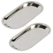 Kuyiluo dental tray 2 Pcs Professional 201 Stainless Steel Dental Flat Snack Towel Instrument Tray Size L (Silver)